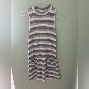 Paper Crane Knit Dress in Cream, Blue. and Gray